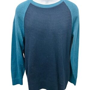 GAP CB Raglan Crew Sweater Colorblock Blue Sea Glass Men's Medium